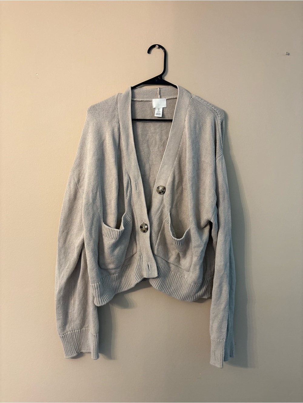 H&M Light Gray Button-Up V-Neck Cardigan